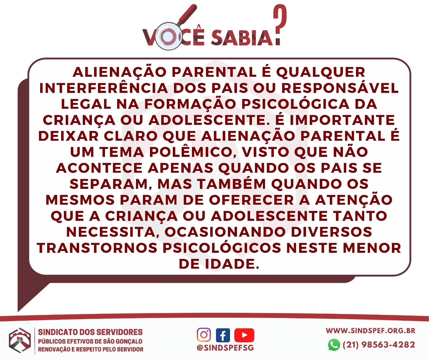Você Sabia? O que tange a Lei 12.318/2010 – Alienação Parental